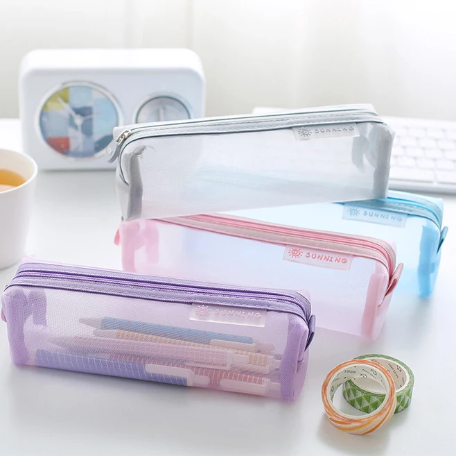 

Yaeshii Custom Logo Transparent Mesh Hipster Large Capacity Creative Japan Students Pencil Case, Customized color