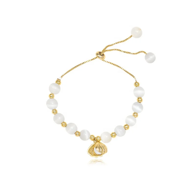 

Opal Shell Pearl Bracelet Fashion Lady Pull Bracelet, Gold