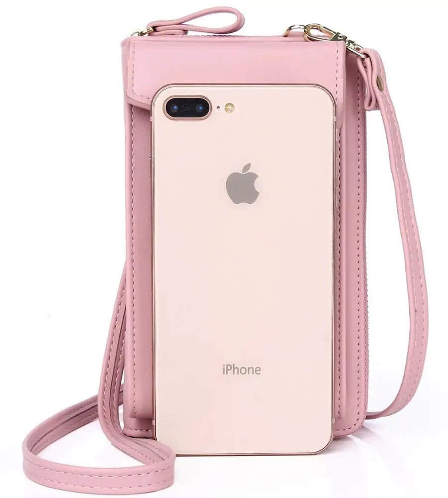 

Pure Color Crossbody Mobile Phone Wallet Bag for Young Girls Small Purse With Shoulder Strap