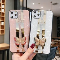 

3D Crystal Diamond Tempered Glass Back Cell Phone Case With Soft Bumper For Iphone11 pro Case