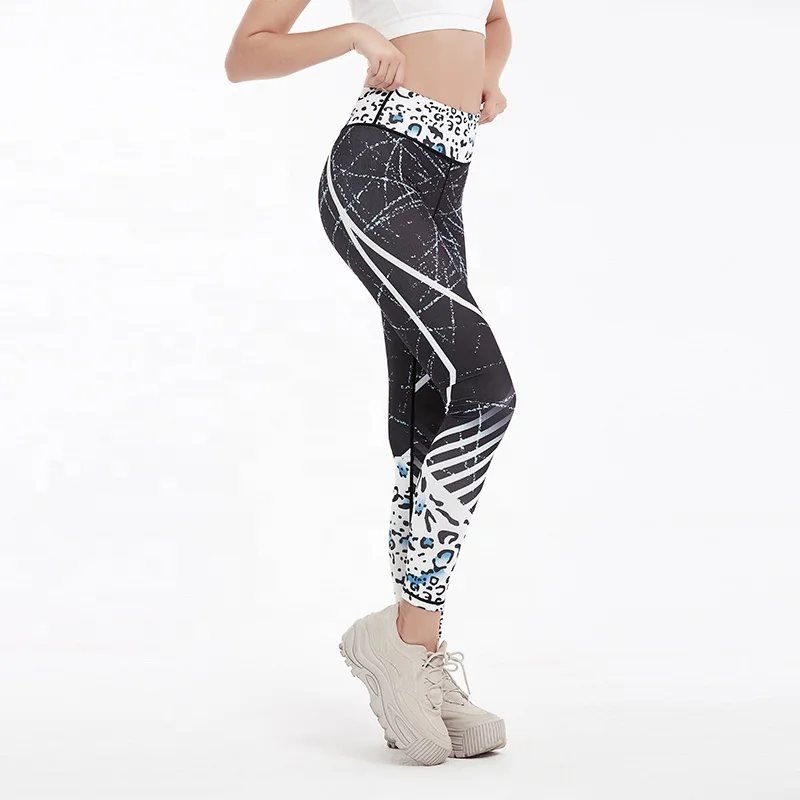 

2021 Fashion Wholesale gym fitness wear Custom strech running sport leggings pants oem printing women compression yoga pants, Printed