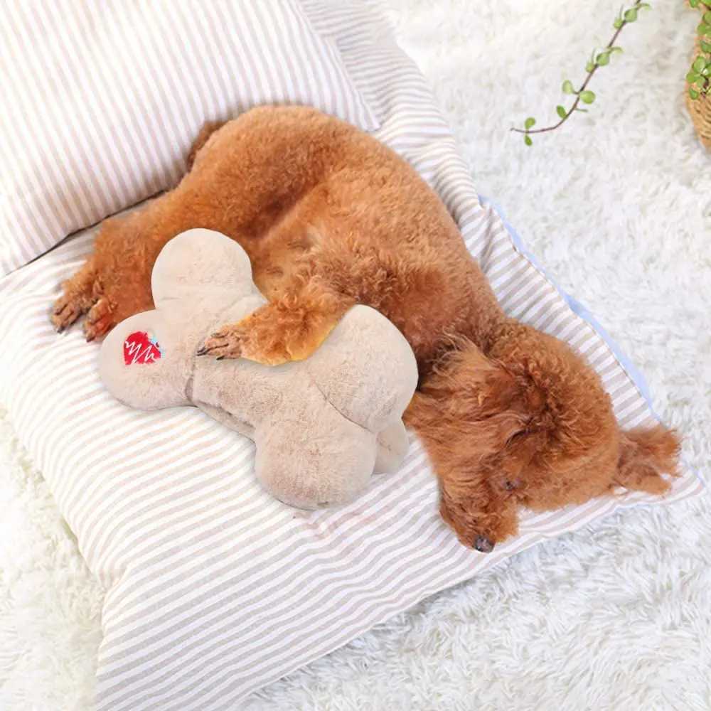 

All-For-Paws Heart Beat Pillow Plush Pet Toys Comfortable Behavioral Training Aid Toy Heart Beat Soothing Plush Toy, White