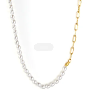 

Ason stainless steel 18k gold plated Pendant Necklaces Pearl necklace