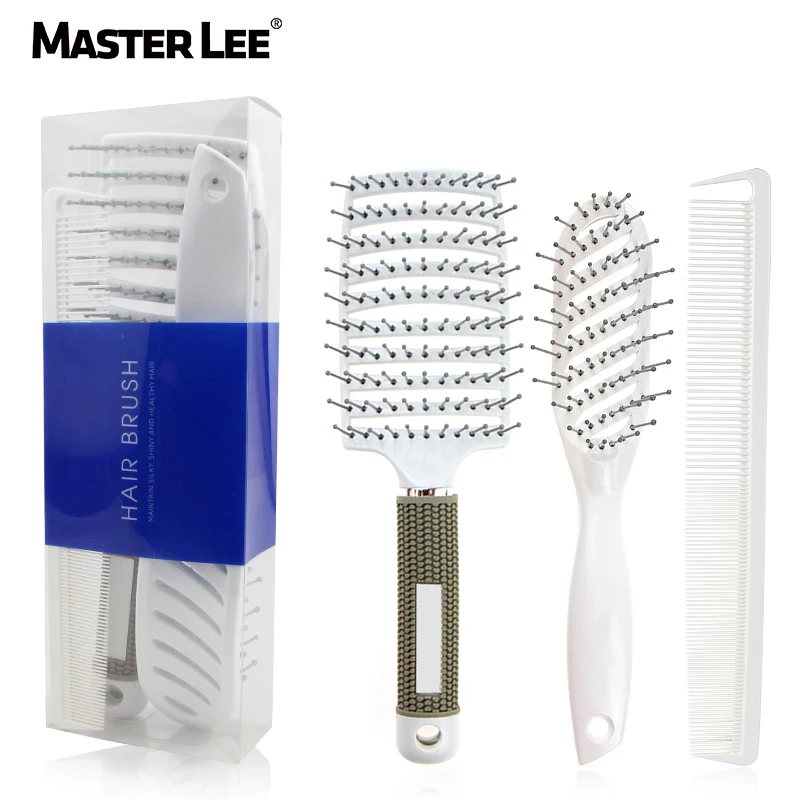 

Masterlee wholesale Hair Care Ribs Comb set Wet Hair Brush Massage Hair Comb with box, White