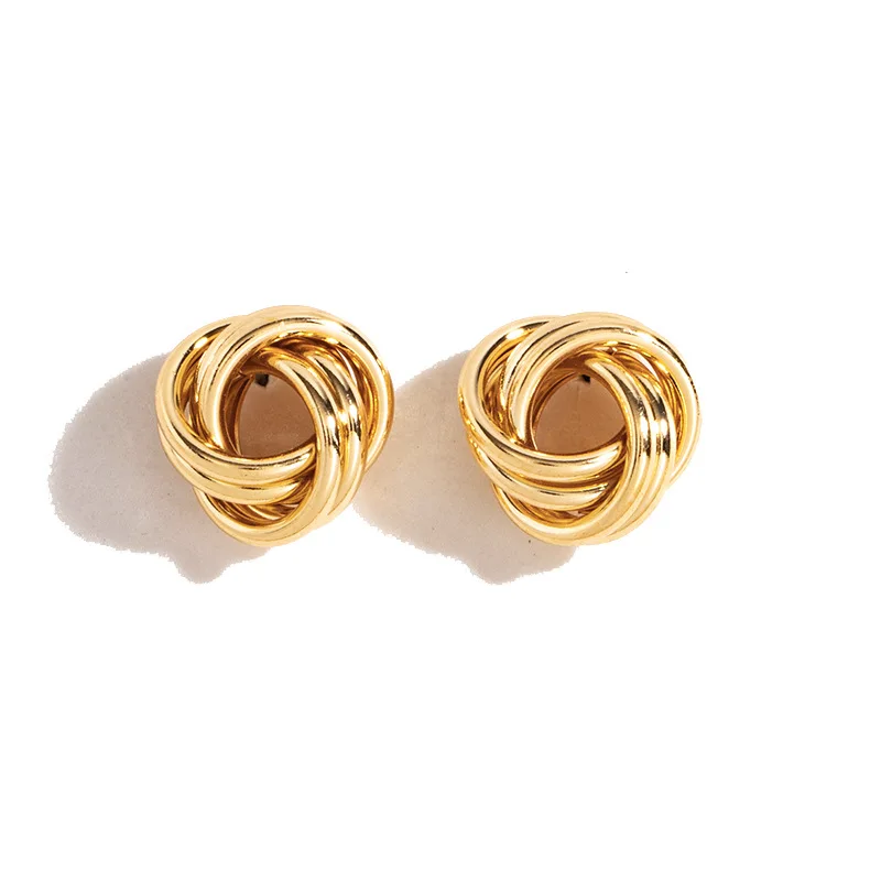 

Explosive style irregular shape earrings flower earrings made of copper alloy creative flower wrapped twisted stud earrings, Picture shows