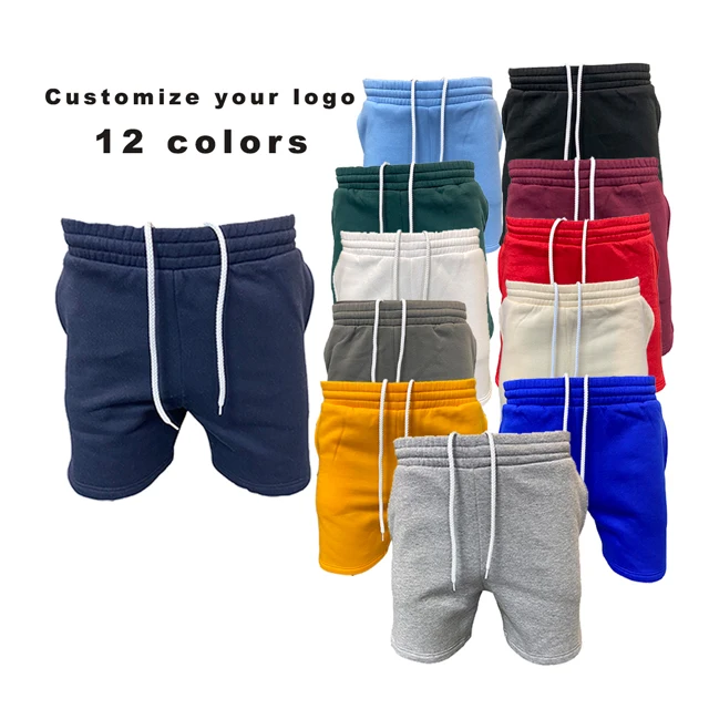 

Wholesale Custom LOGO Casual Sweat 100 % Cotton Track Workout Sports blank Navy Blue french terry shorts men/, 12 colors