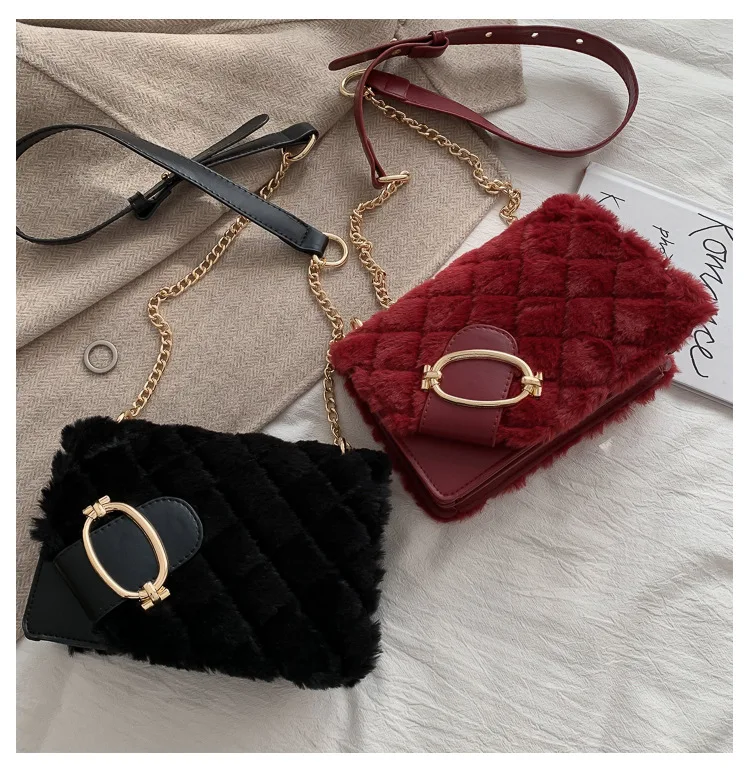 

winter Fur Purses handbag for female New women Purses And Handbags Crossbody Shoulder Bag