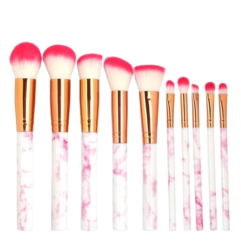 

10pcs luxury makeup brush set marble pattern makeup brush beauty makeup special tools private brand, Pink