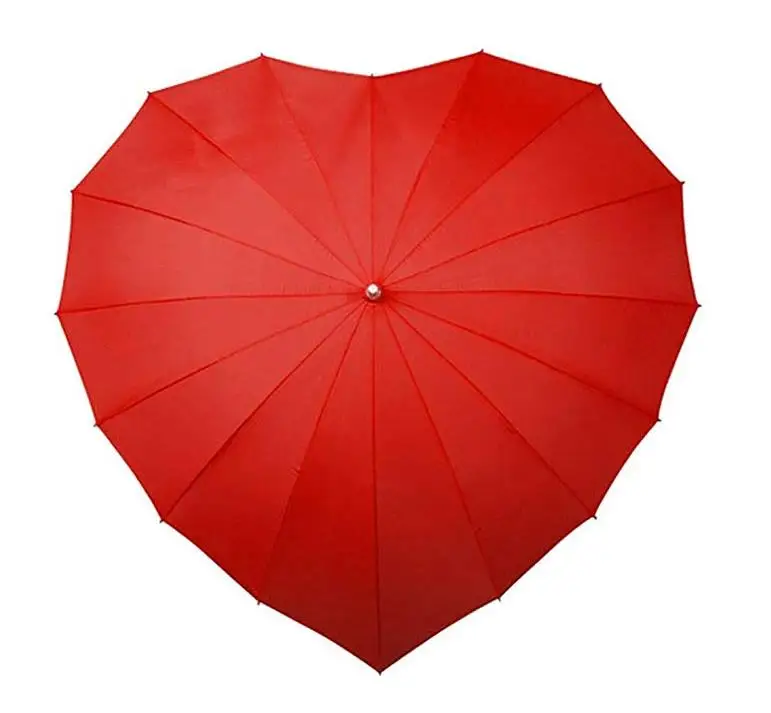 

High quality Unique Design Red Heart Shape Straight Umbrella Manual Open Umbrella, Customized color