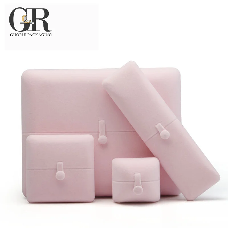 

GuoRui Customized high-end double open velvet jewelry storage box ring earrings jewelry box high-end gift box