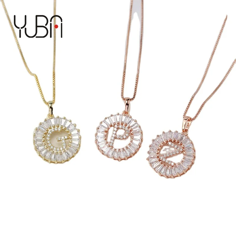 

fashion low moq gold white colorful cz jewelry letter initial pendant necklace