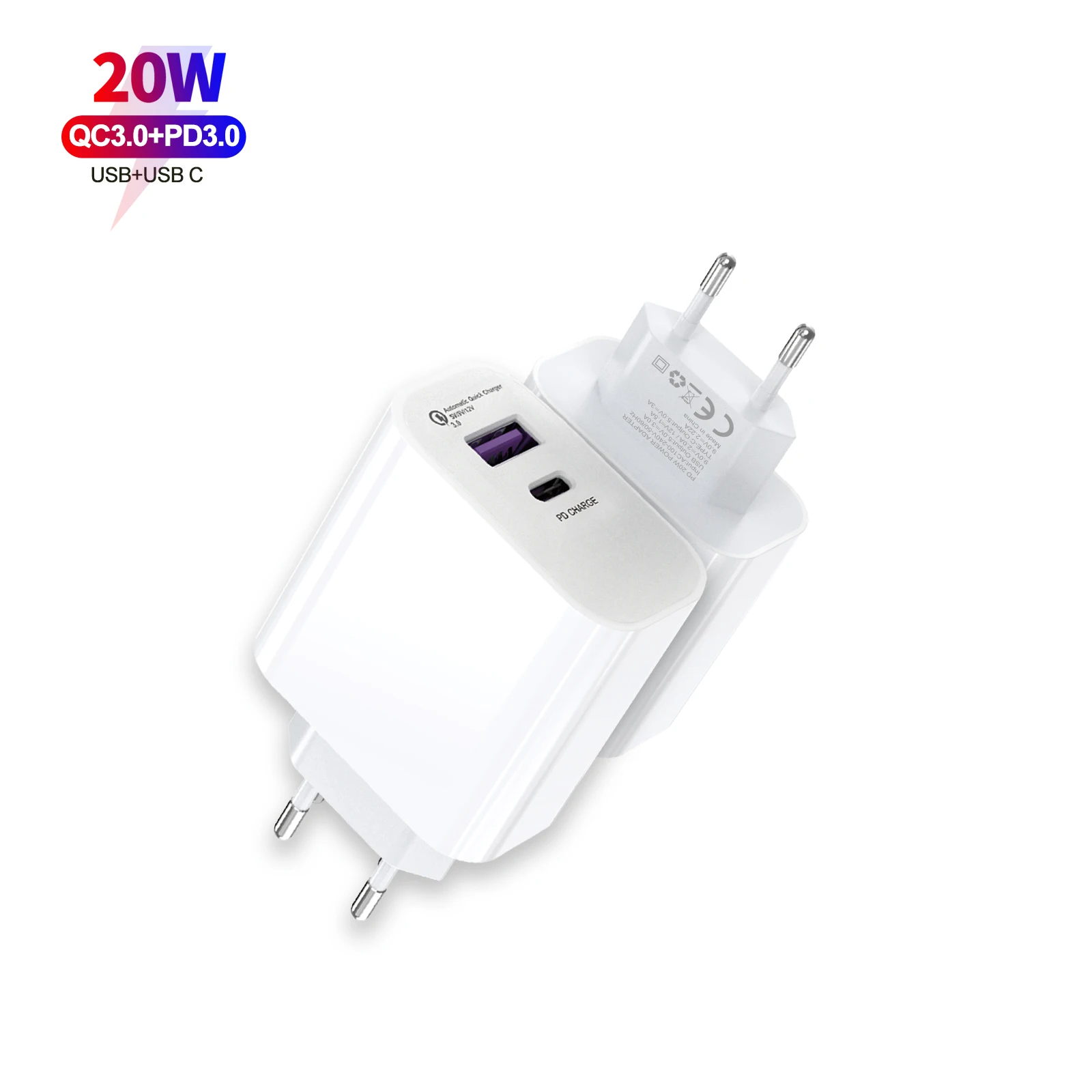 

Factory Wholesale 20w Fast Charger Anti-short Circuit Typc Qc 3.0 Pd 20w Travel Charger For Mobile Phones