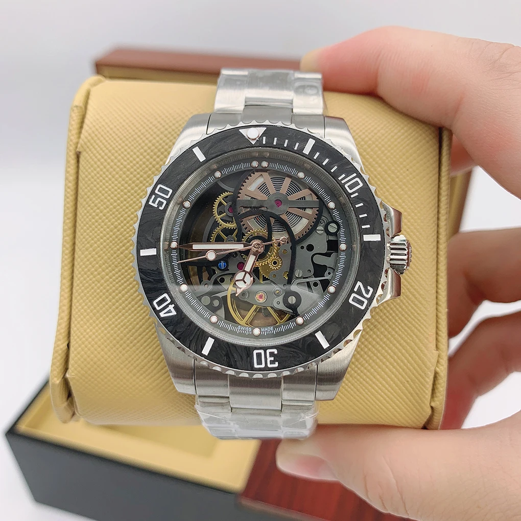 

3A Luxury Customized Automatic Men's Watch ROL Infinite Loop Hollow Dial Visible Movement Tourbillon Mechanical Watch