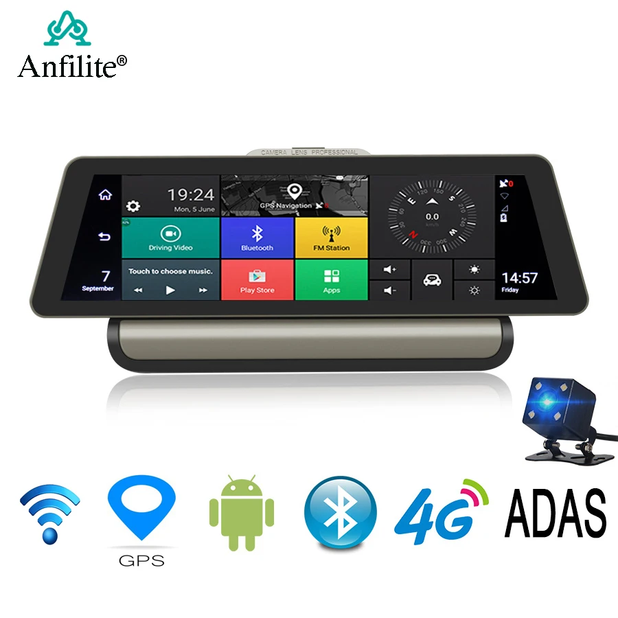
10' IPS ADAS 4G Android Car DVR Camera car GPS navigation Dash Cam full HD 1080P Car Video Rear View Mirror night vision 