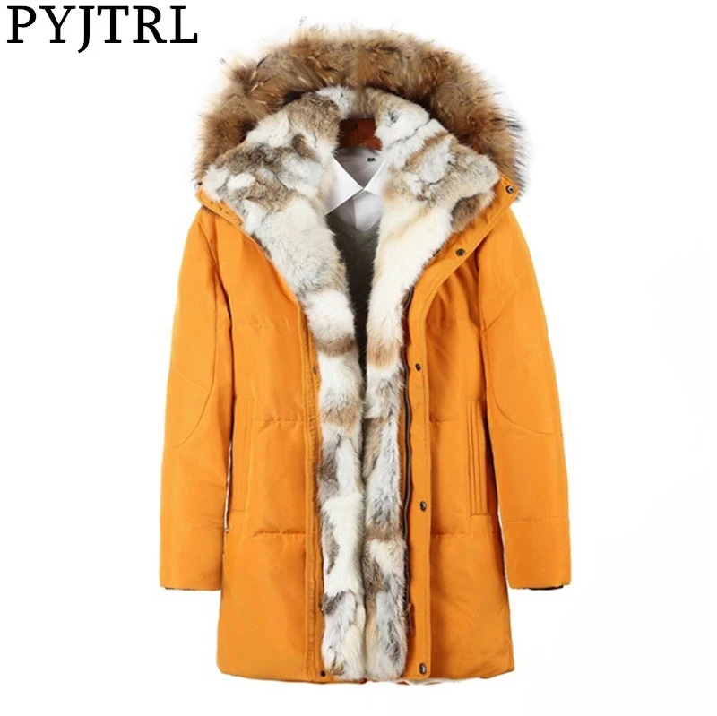 

PYJTRL Young Men's And Women's Winter Medium Long Lovers Down Jacket Thicken Warm Coat Cotton Hooded Solid Color Down Coat