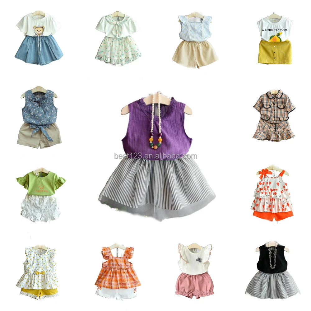 

Summer 2022 children wear flower printed sweet suit one line shoulder top flower trousers two pieces set clothes for kids girls