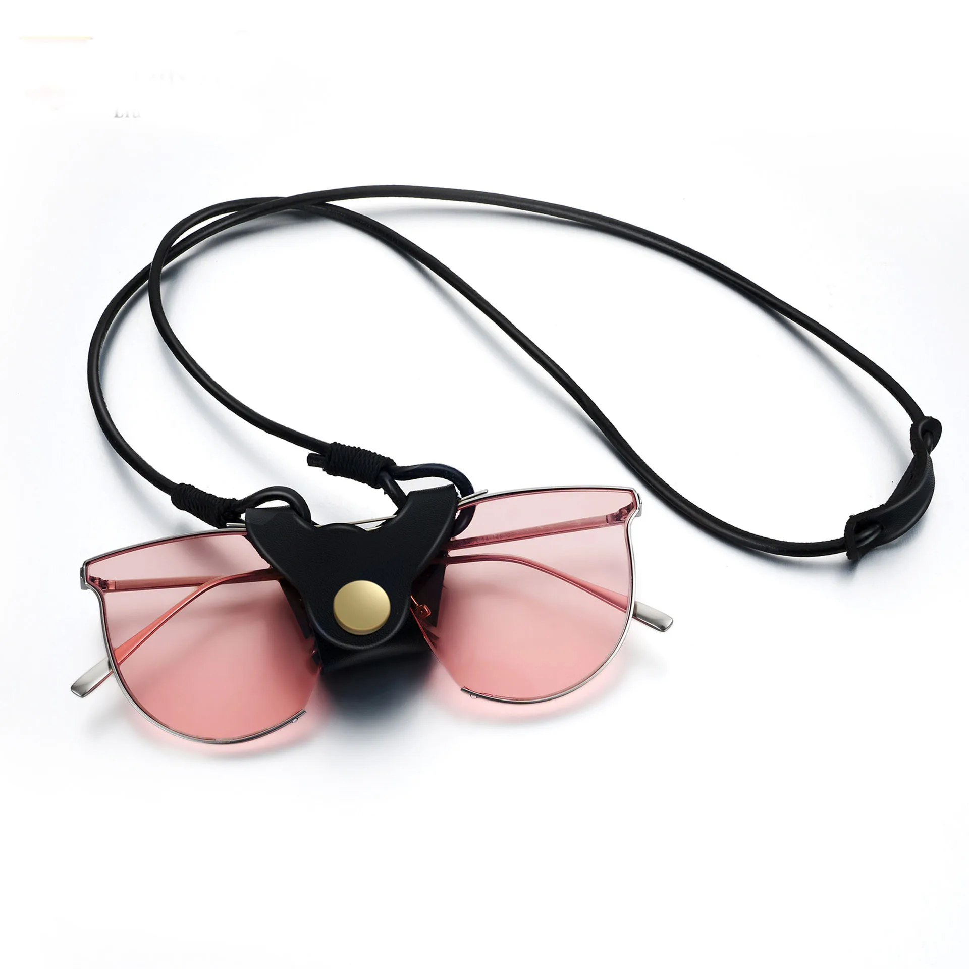 

Wholesale Designer Handmade Eye Eyewear Eyeglasses Leather Sunglasses Fashion Glasses Holder Chain Necklace For Eyeglasses, Black
