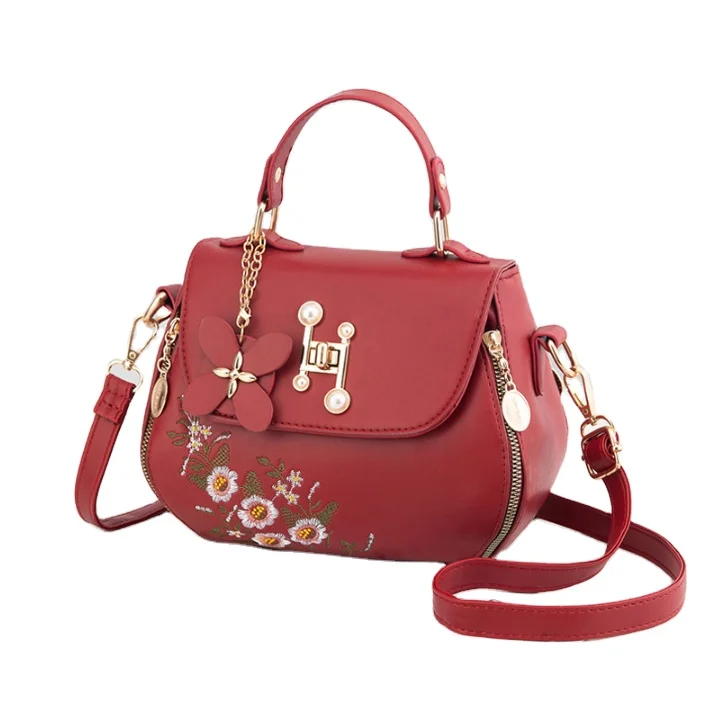 

Simple fashion embroidered bucket bag 2021 autumn new portable bag sweet lady One Shoulder Messenger Bag