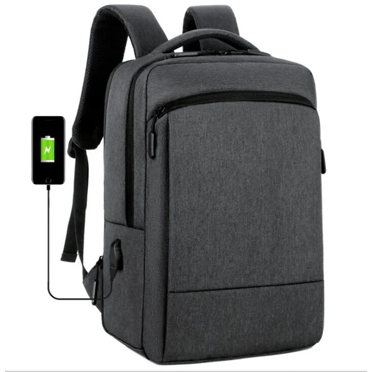 

2021 hot sale Oxford Multi-functional business laptop backpack with USB port casual simple travel backpack, Black,grey