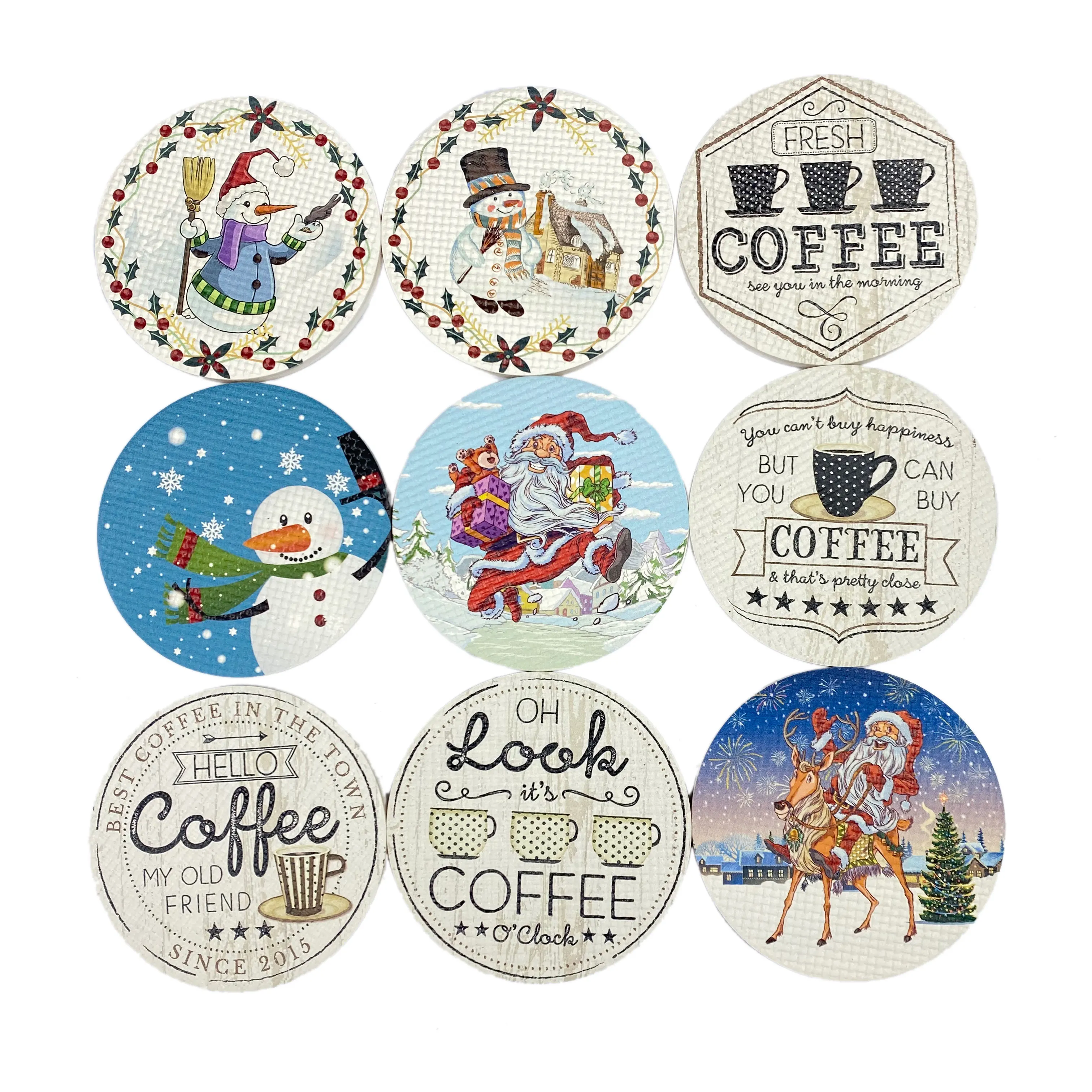 

Wholesale European Style Cork Set Coasters Ceramic Drink 1/8" thick 30 pack With Cork Back