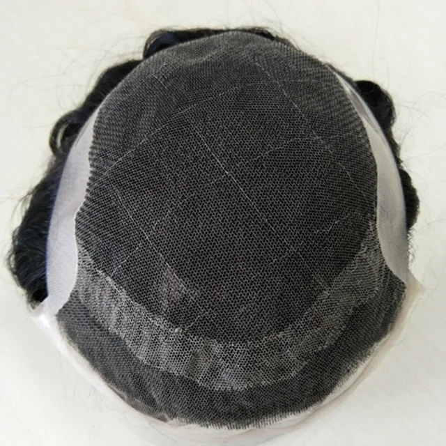 

Best Seller Fine Swiss lace base base with thin skin PU edge human hair replacement men toupee