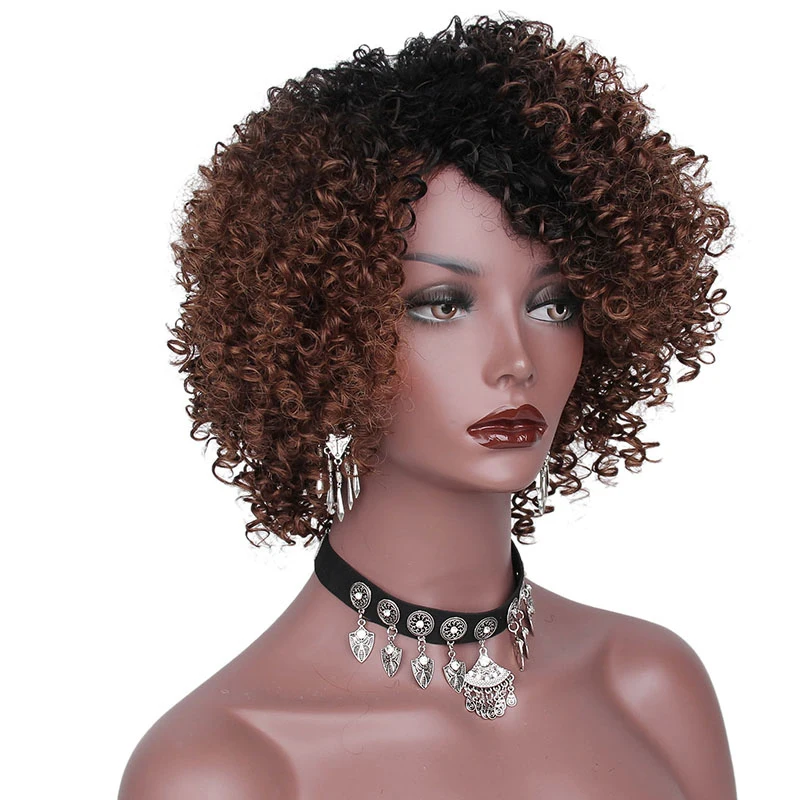 

OMG Customized African American curly wig black brown wig, As our picture