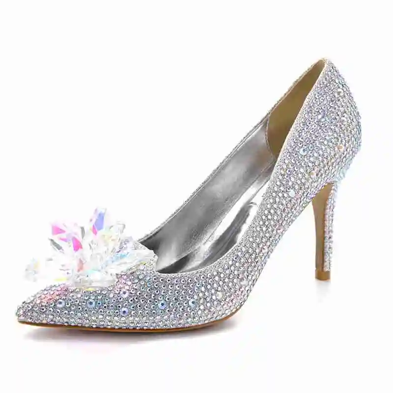 

women high heel bride White Crystal woman ladies shoes for women wedding, Black/apricot