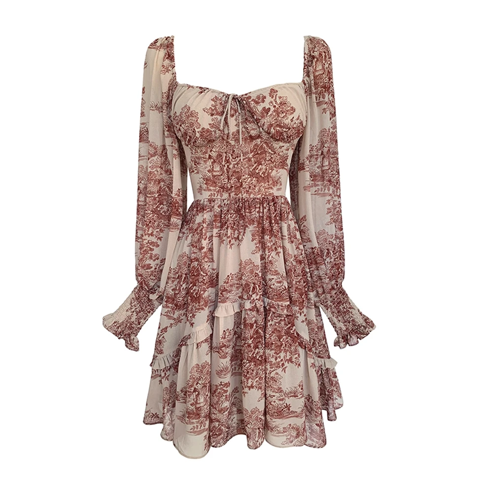 

Fashion floral dress female spring and summer new design sense mid-length slim chiffon long skirt