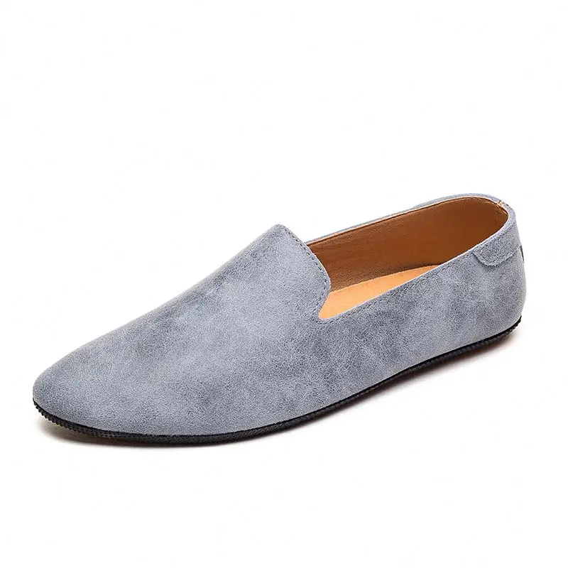 

Cross-border slip-on Closure unisex breathable casual pointed leather shoes, Beige/brown/grey
