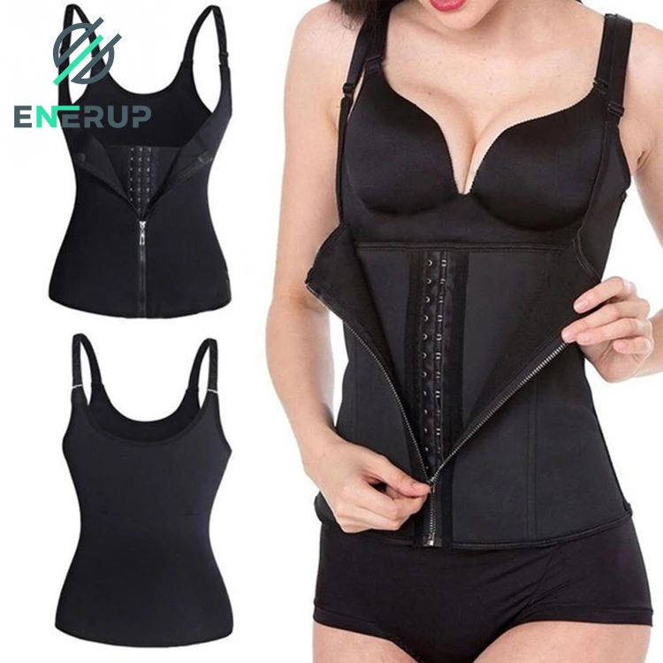 

Enerup Women High Waist Support Brace Trainer Corset Zipper Vest Body Underwear Shaper Cincher Tank Top with Adjustable Straps, Black/purple/pink/blue