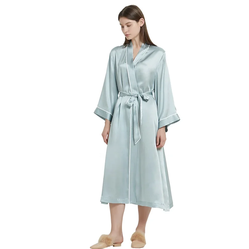 

Luxury Wholesale Long Sleeve Night Gown Silk Nightwear Women 100% Mulbery Silk Pajamas Silk Robes, Picture shows
