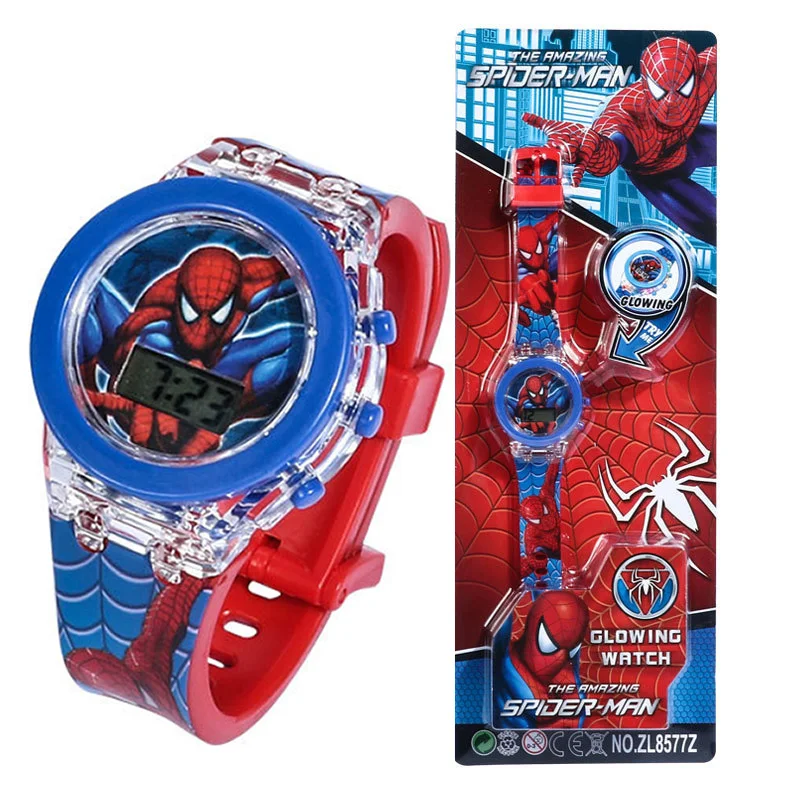 

Flash Light Luminous Spiderman Children Watch Kids Watches for Boys Girls Student Clock Wristwatch Super Hero ben 10 Elsa watch