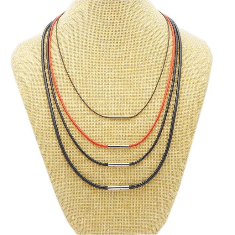 

stainless steel clasp Braided wax wire cord necklace for jade pendant