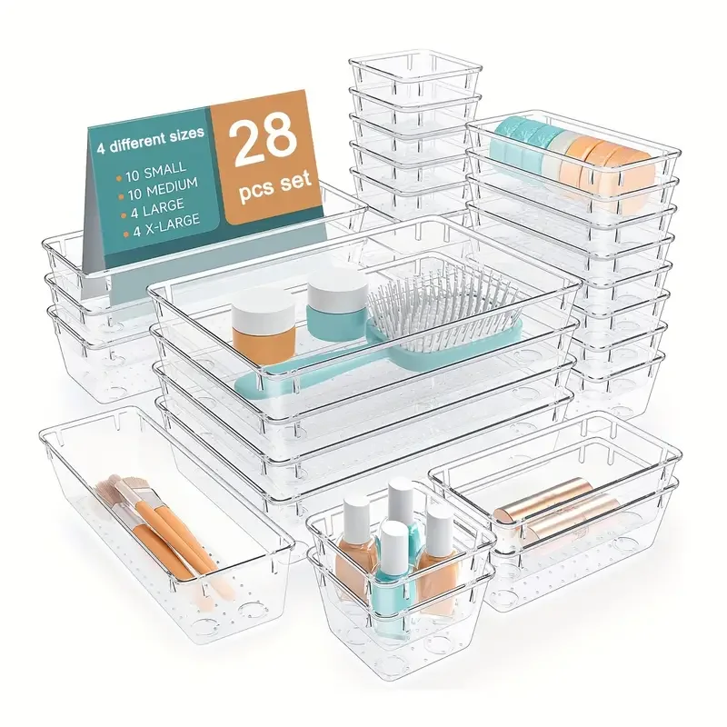 Multifunctional clear Drawer Organizers Set Kitchen Spice Cutlery Drawer Organizer Stackable Drawer Organizer
