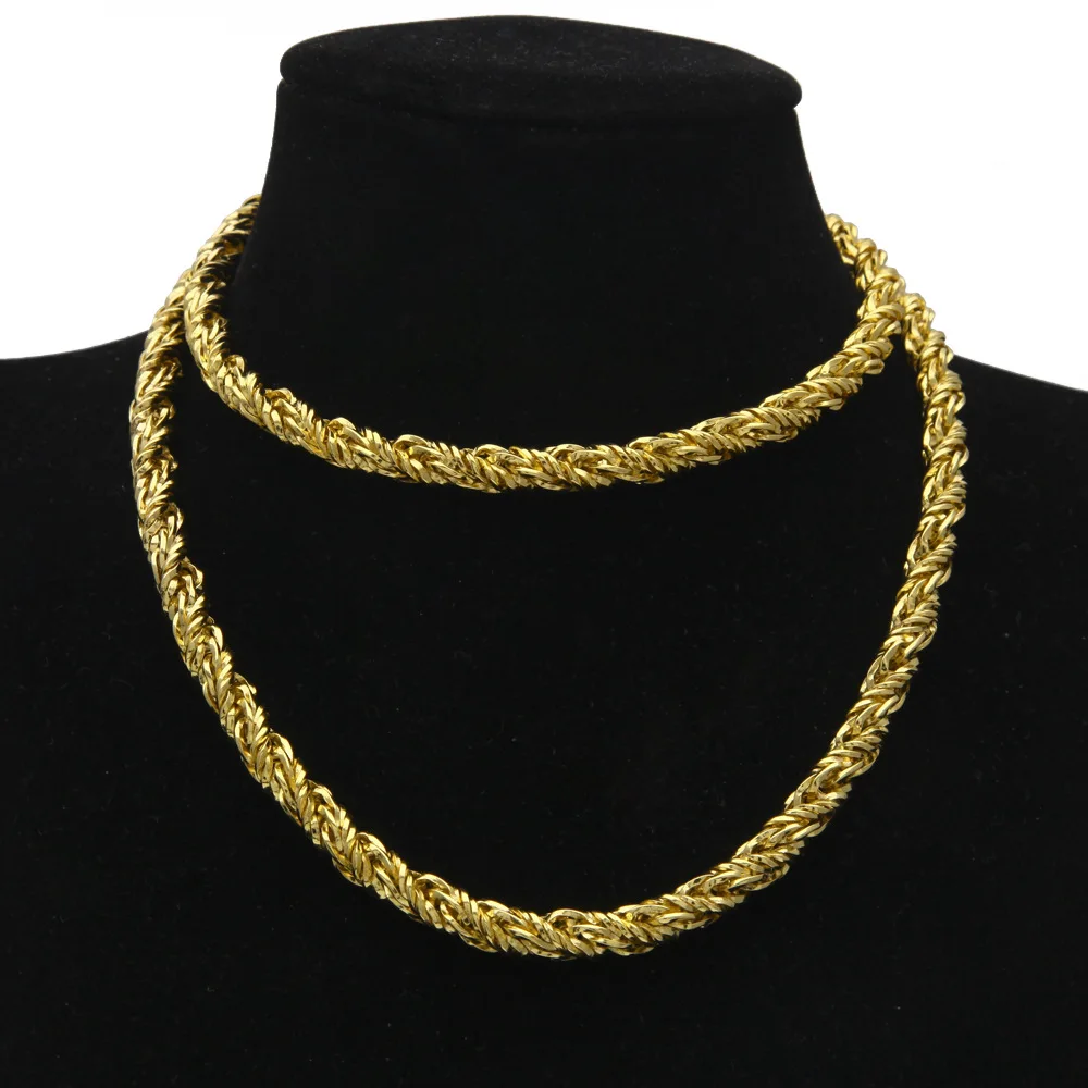 嘻哈丰富的经典镀金铜链 6.5毫米刺扭曲项链