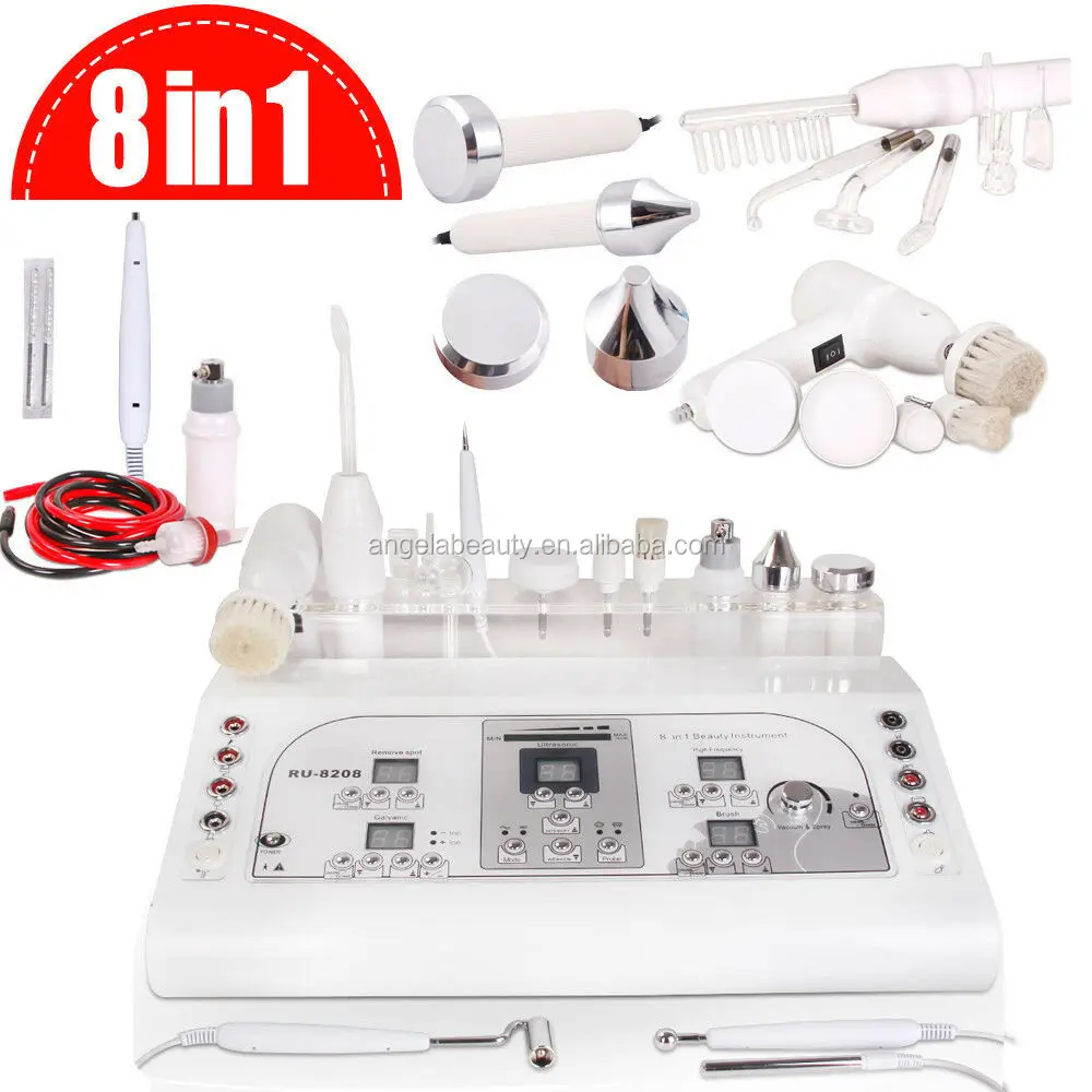 

RU-8208 Factory price multifunction beauty machine 8 in 1 ultrasonic skin care device, White
