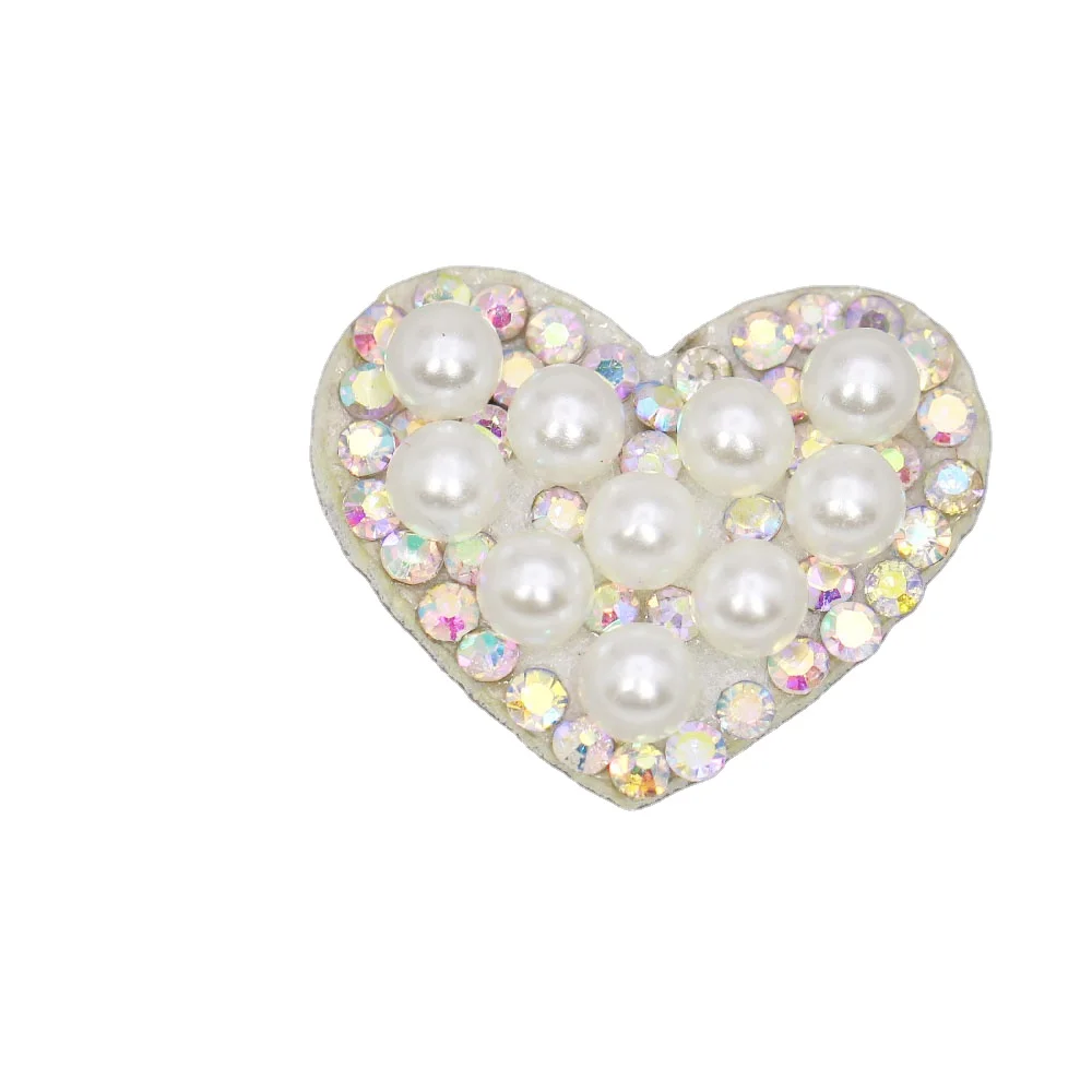 

10Pcs Pearl Patches Flower/Heart/Butterfly/Bows Rhinestone Applique Non-woven Crystal AB Patches For Clothing DIY