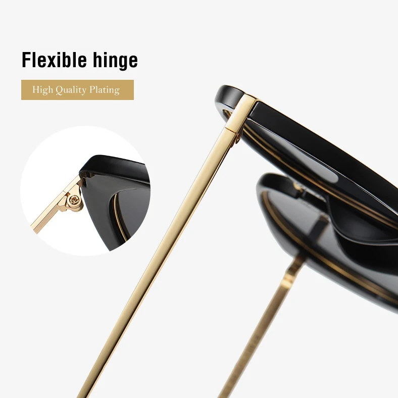 High quality rounded metal frame male sunglasses luxe gold polarized eye-guarder glasses