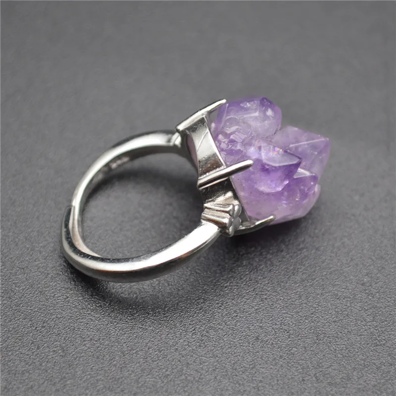 

Natural Unique Druzy Amethyst Stone Rings Fashion Woman Man Gemstone Jewelry