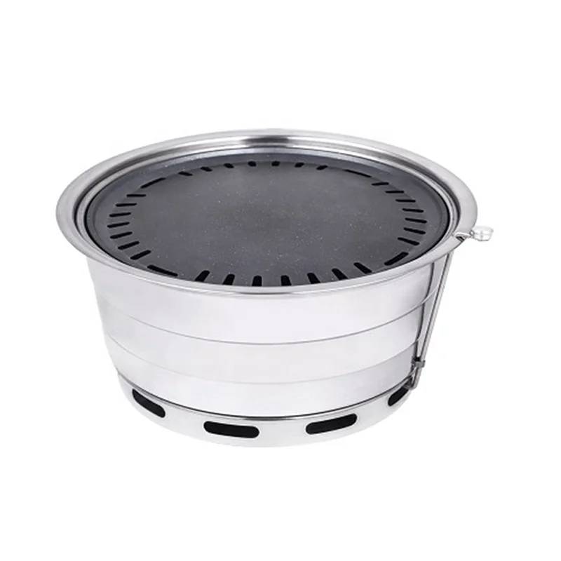 

large korean table top round stainless steel charcoal bbq grill Mosaic type charcoal oven