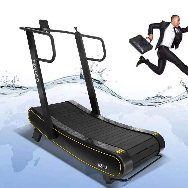 

running machine treadmill curve,self-powered non-motorized curved manual treadmill,home use treadmill, Black