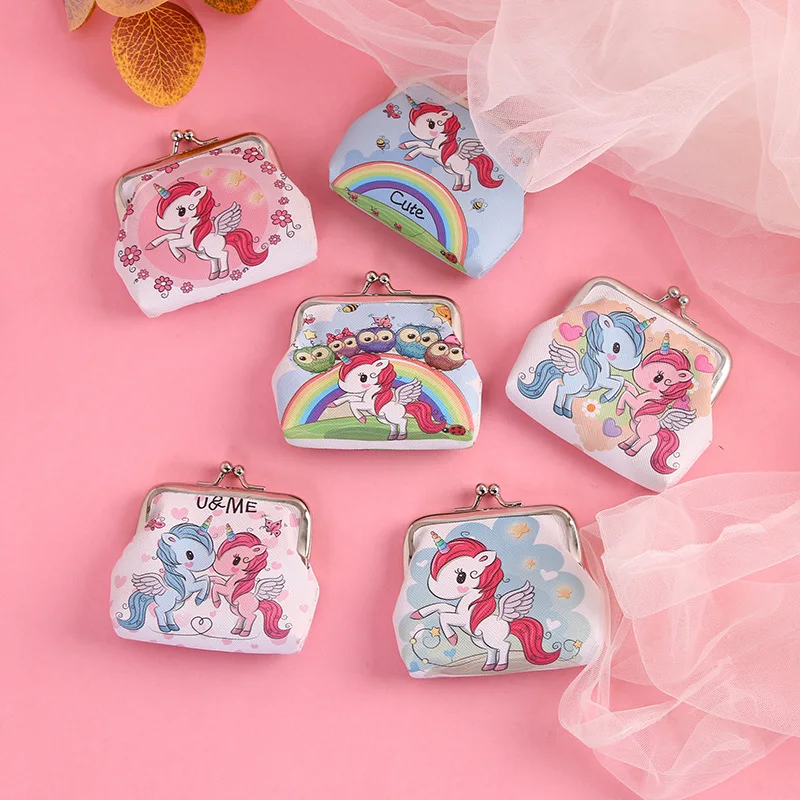 

Unicorn Customized Pu Pvc Leather Cute Kiss Lock Animal Kids Coin Purse Student Clip Mini Change Purses Pouch