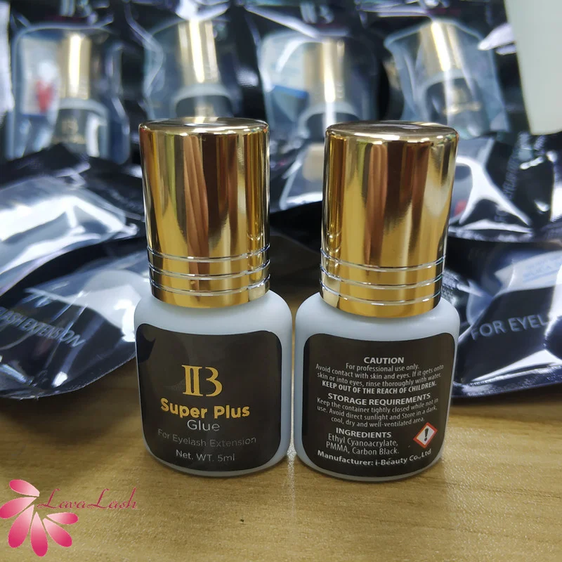 

100pcs Korean IB(ibeauty) Super Plus Gold Cap 5ml Eyelash Extension Glue Private Label OEM 1 Second Lash Adhesive ib lash glue, Black
