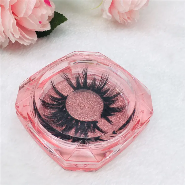 

wholesale custom logo pink square crystal clear lashbox for lash, As picture