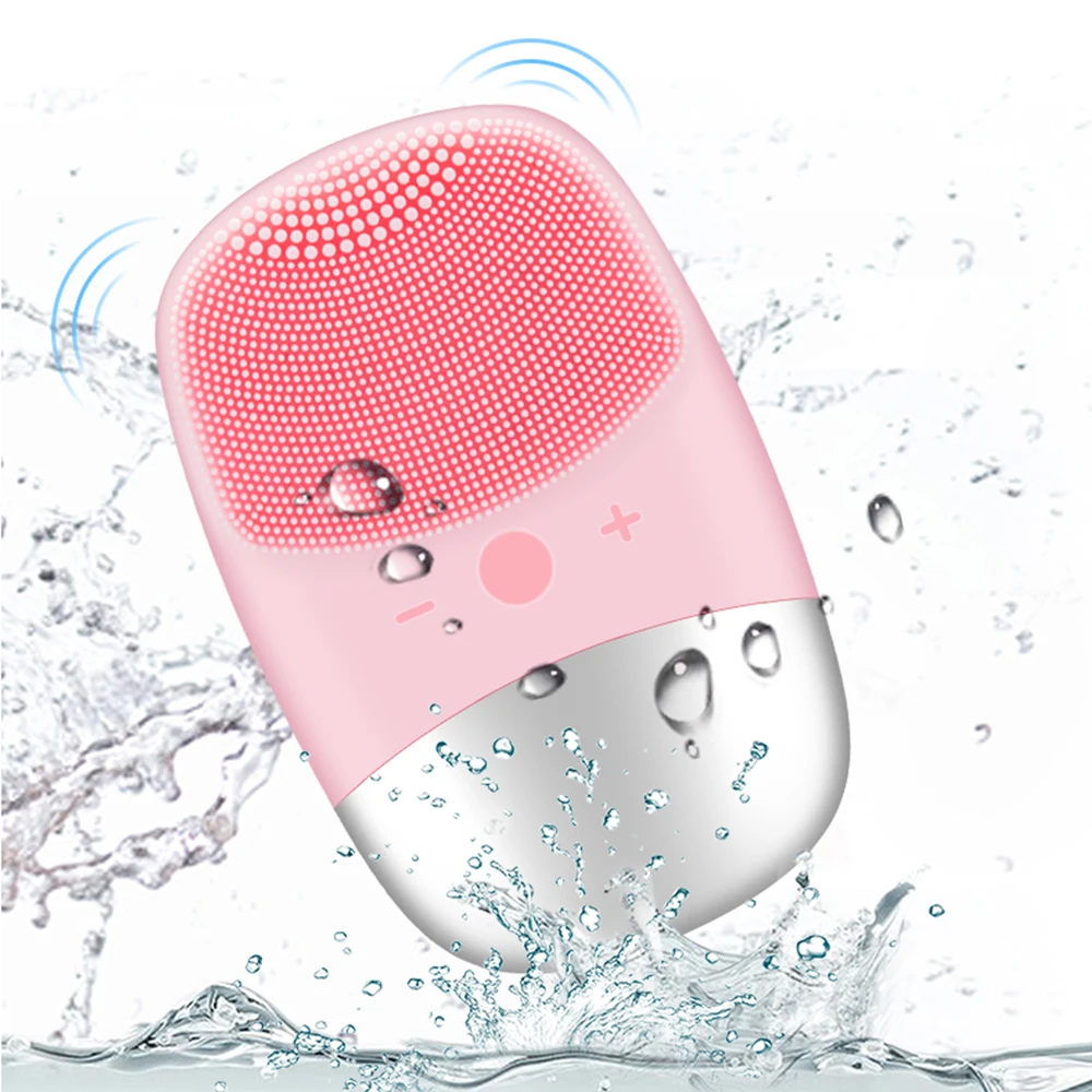 

Custom Silicone Facial Cleansing Brush USB Rechargeable Face Exfoliating Electric Face Massager Pore Deep Cleaner Brosse Visage