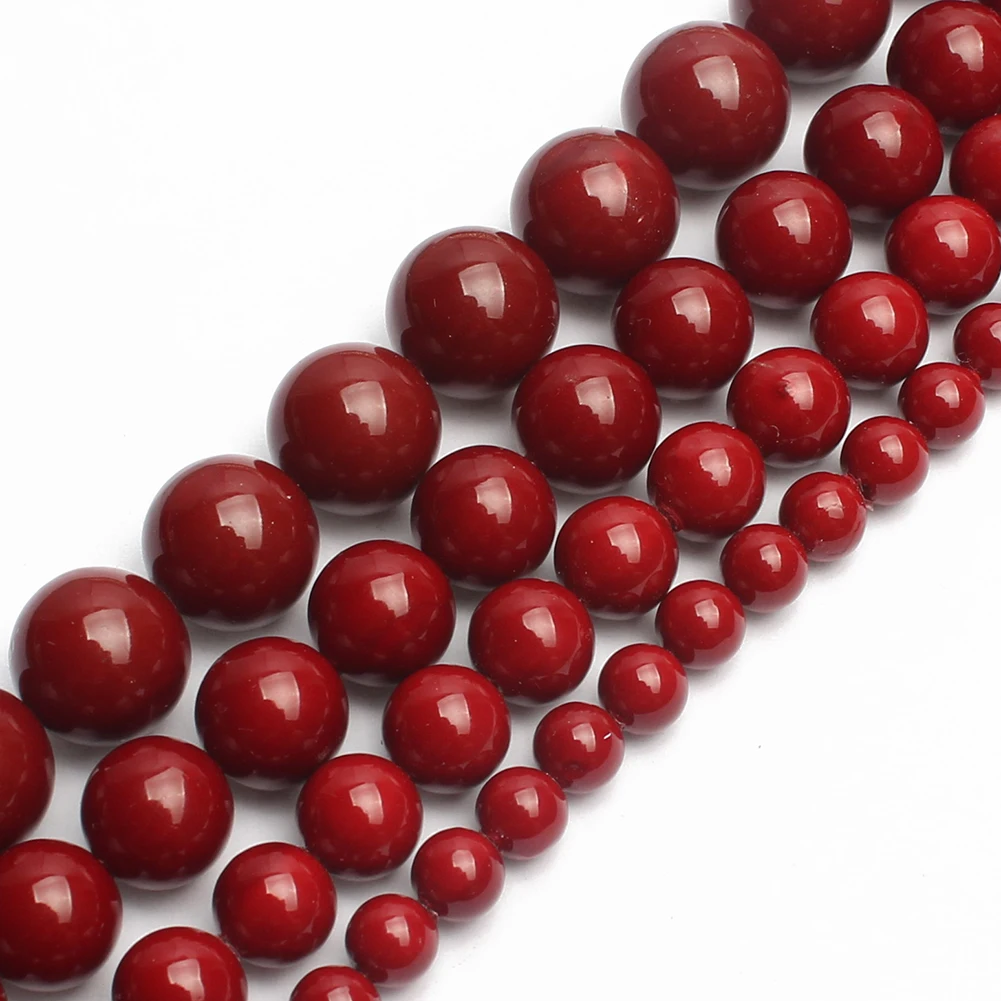 

Wholesale 6/8/10/12MM Round Loose Beads Smooth Dark Red Shell Pearl Beads For Jewelry Making