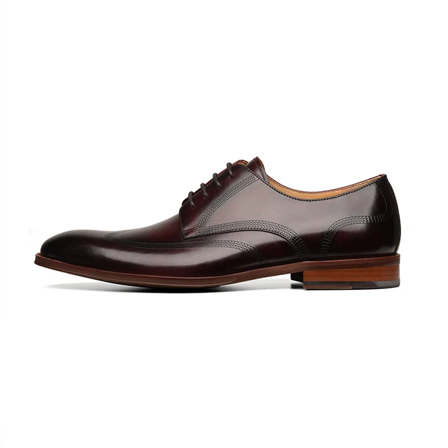 

New arrival best leather men dress shoes fashion lace-up dress shoes full grain cow leather footwear burgundy shoes