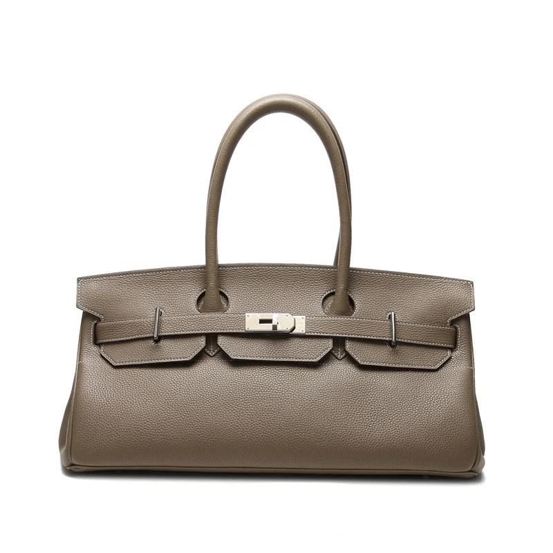 

High quality Genuine Hard Leather luxury large capacity woman bag OL Lady working handbag, Picture color