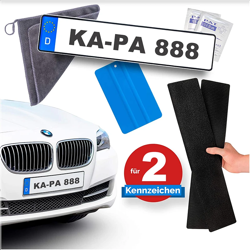 Custom Adhesive License Plate Holder Frameless Black Weather-proof Number Plate Holder for Vehicles