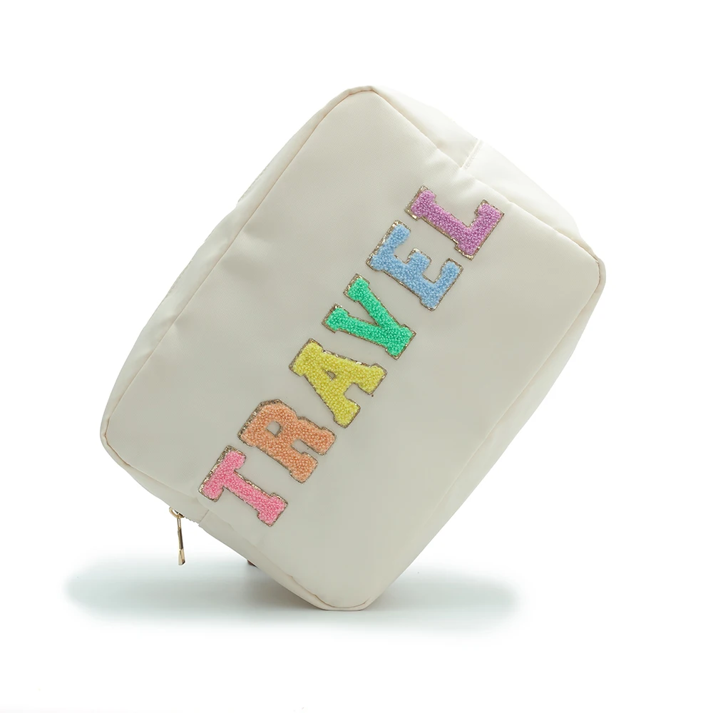 

wholesale private label logo nylon zippered bag make up pouch Cases Cosmetic bag